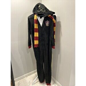 Harry Potter Gryffindor Fleece One Piece Pajamas Costume PJs S 4/6 Halloween